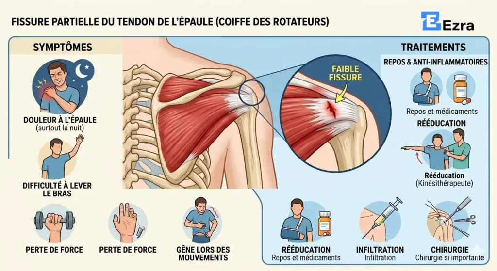 schéma : fissure du tendon epaule