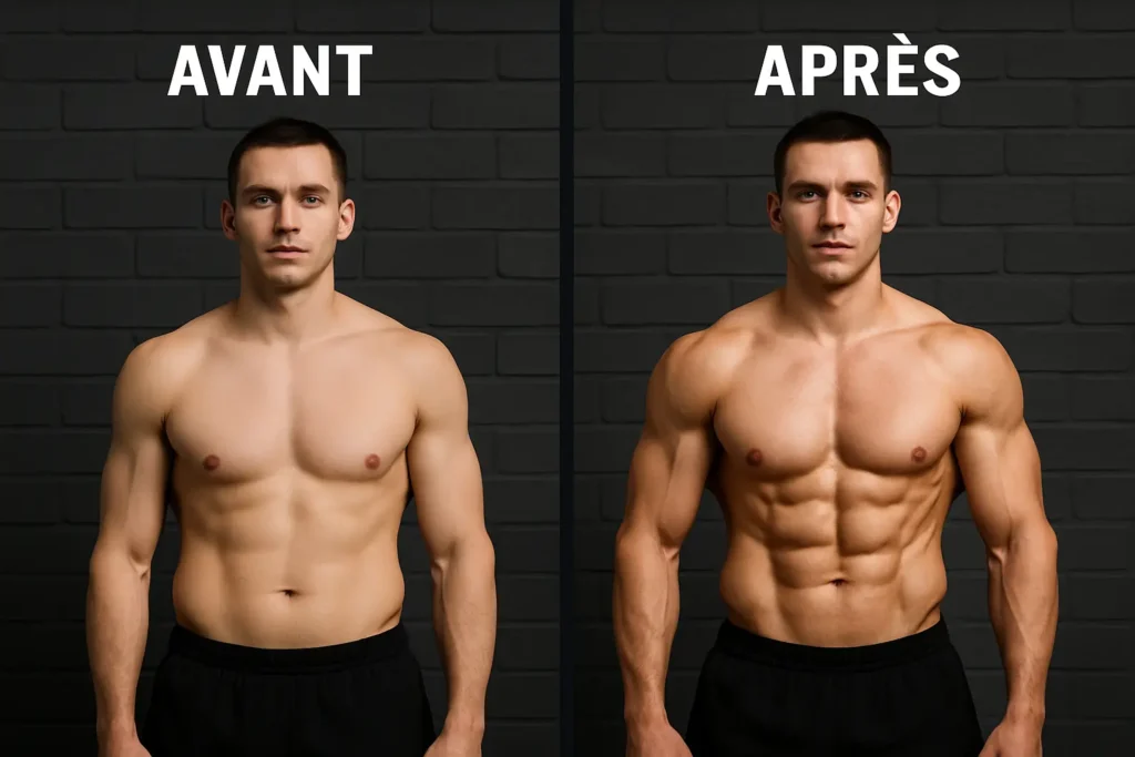 Photo avant après l'utilisation de créatine
