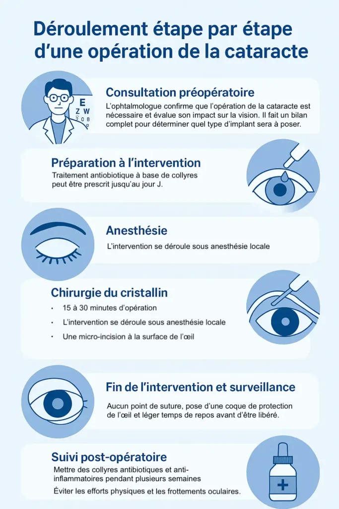 infographie déroulement opération cataracte
