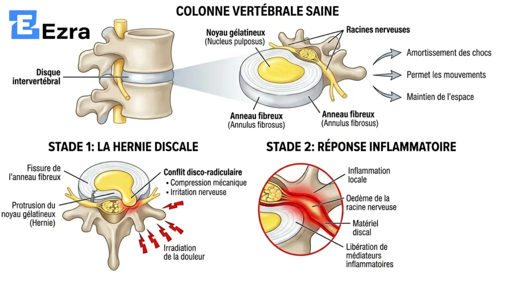 Schéma explicatif hernie discale